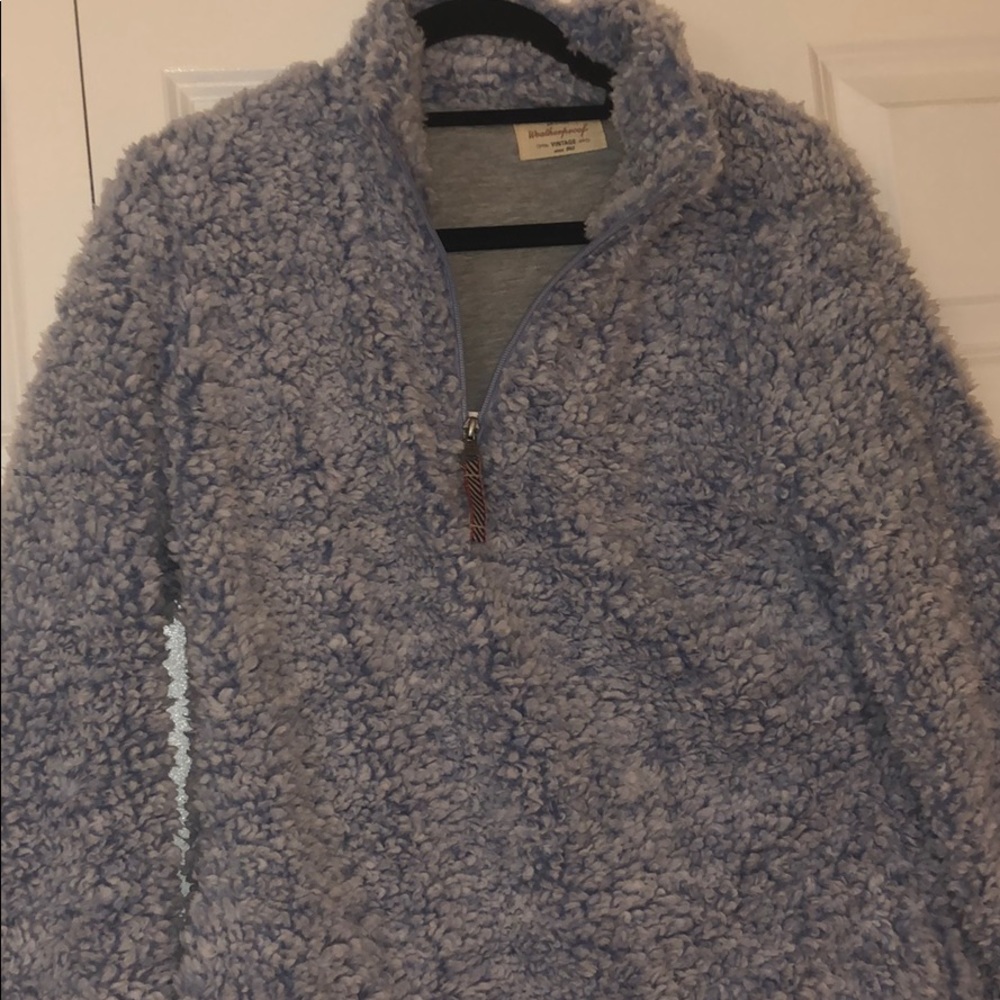 Blue quarter zip Sherpa
